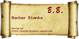 Bacher Bianka névjegykártya